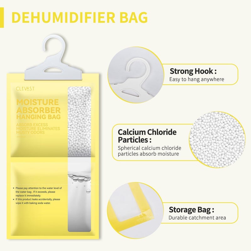 CLEVAST Moisture Absorbers Packets 10 Pack, Dehumidifier Bags for Closet, Scented Hanging Humidity Absorber in Wardrobes, Bedrooms, Bathrooms (Lemon) - Image 3